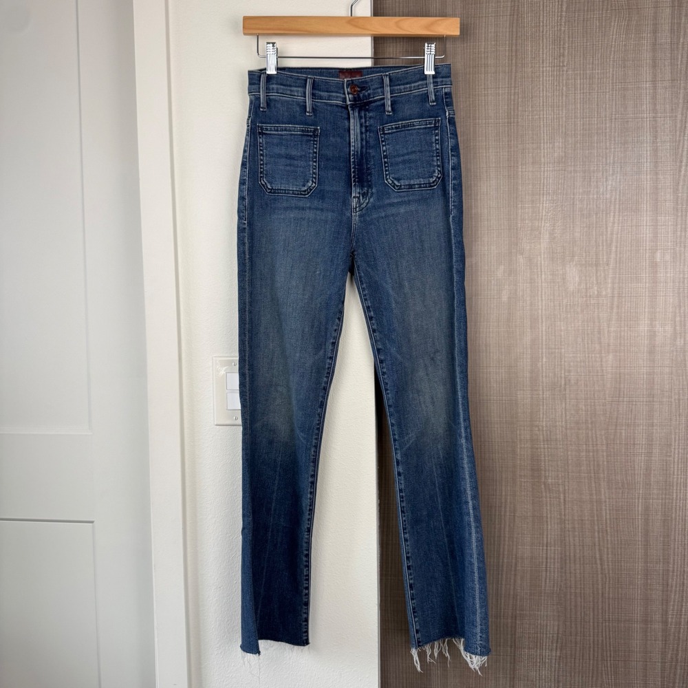 MOTHER Hustler Patch Pocket Ankle Fray Jeans in Out For The Evening Size 25 - Picture 4 of 13